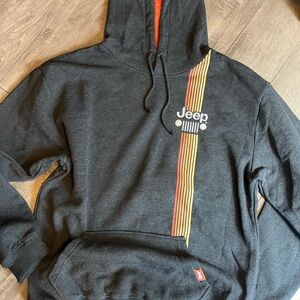 Jeep Charcoal Hoodie with Vibrant Stripes